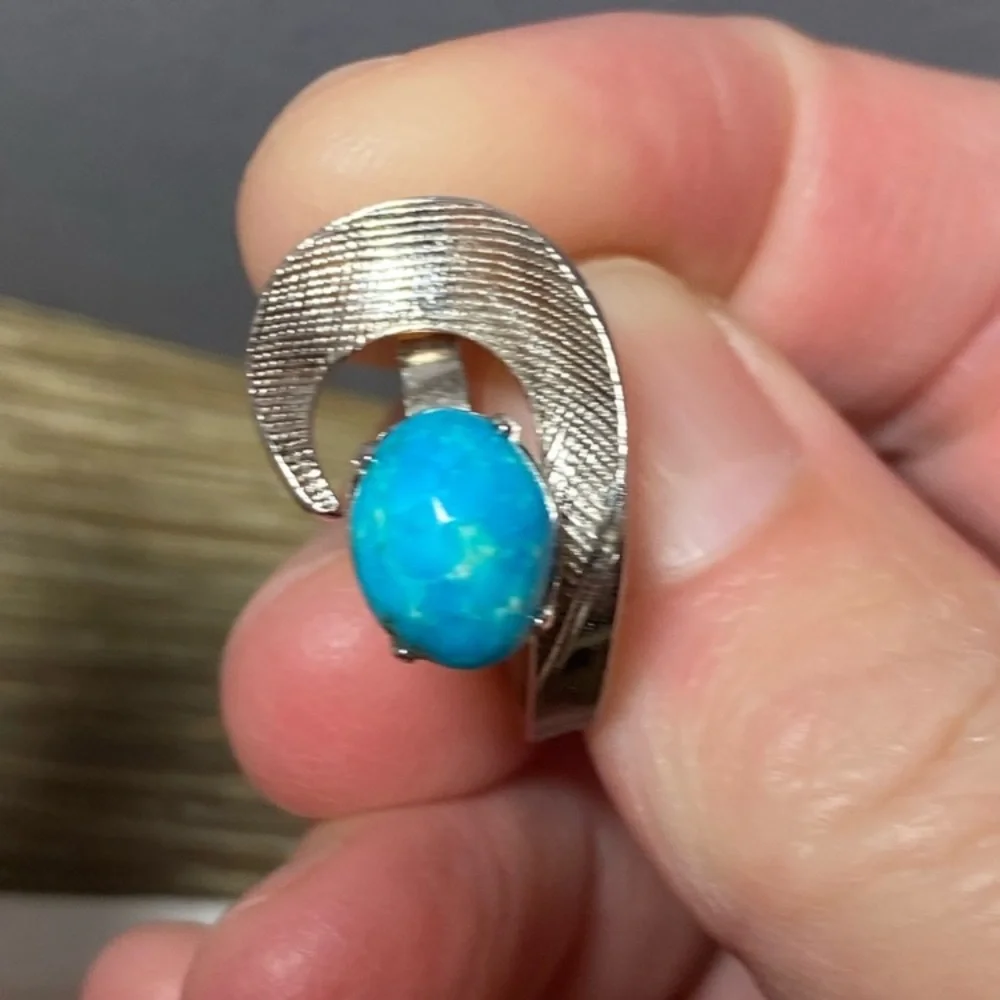 Vintage sterling silver blue turquoise ring size 4.5